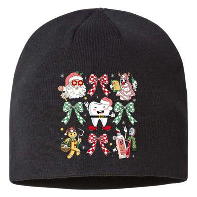 Christmas Dental Squad Crew Dentist Assistant Bow Coquette Sustainable Beanie