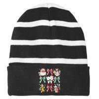 Christmas Dental Squad Crew Dentist Assistant Bow Coquette Striped Beanie with Solid Band