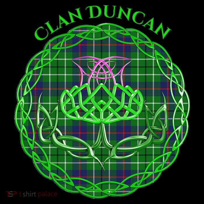 Clan Duncan Scottish Tartan Celtic Thistle Stripe Pom Pom Beanie