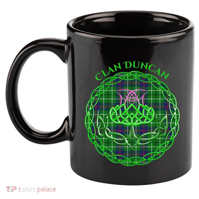 Clan Duncan Scottish Tartan Celtic Thistle 11oz C Handle Ceramic Mug
