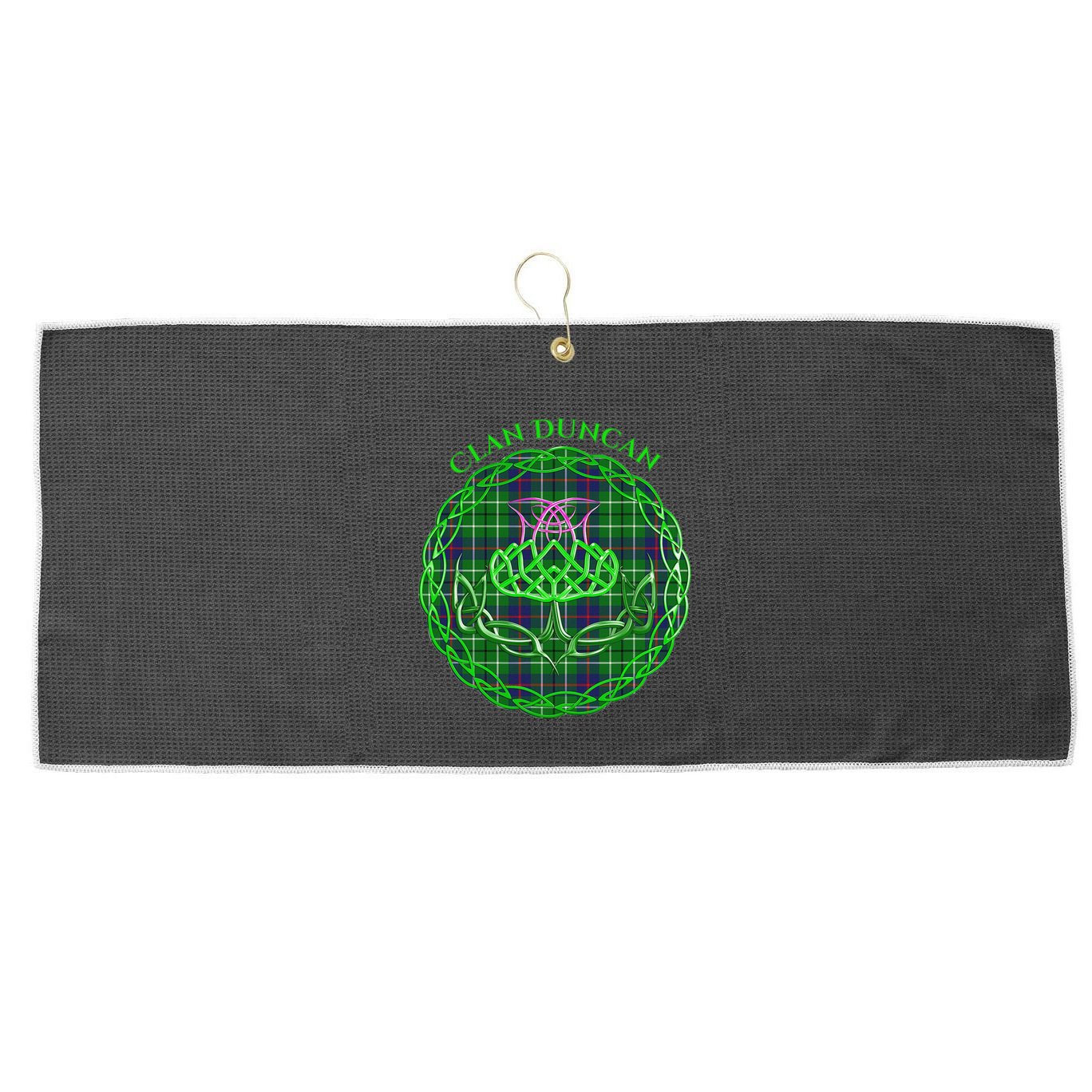 Clan Duncan Scottish Tartan Celtic Thistle Large Microfiber Waffle Golf Towel
