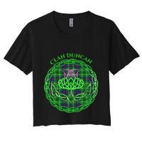 Clan Duncan Scottish Tartan Celtic Thistle Women's Crop Top Tee