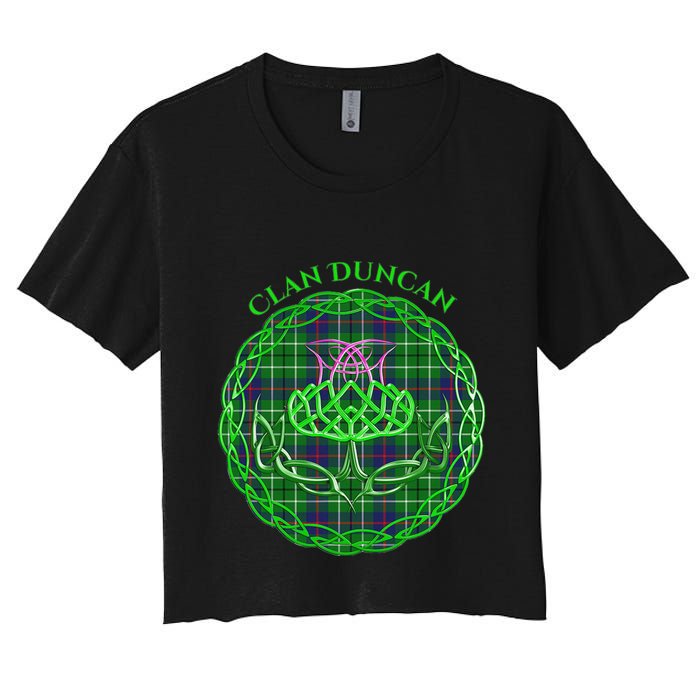 Clan Duncan Scottish Tartan Celtic Thistle Women's Crop Top Tee