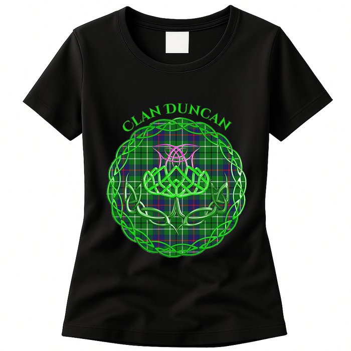 Clan Duncan Scottish Tartan Celtic Thistle Womens T-Shirt