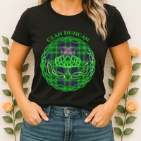 Clan Duncan Scottish Tartan Celtic Thistle Womens T-Shirt