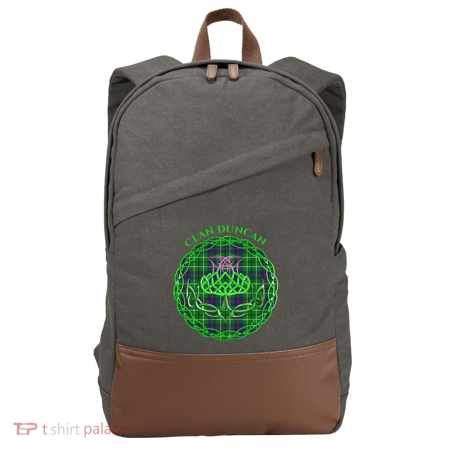 Clan Duncan Scottish Tartan Celtic Thistle Cotton Canvas Backpack