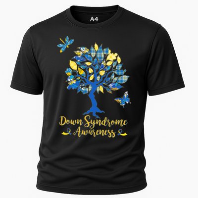 Cute Down Syndrome Awareness Blue Yellow Tree Performance Shirt