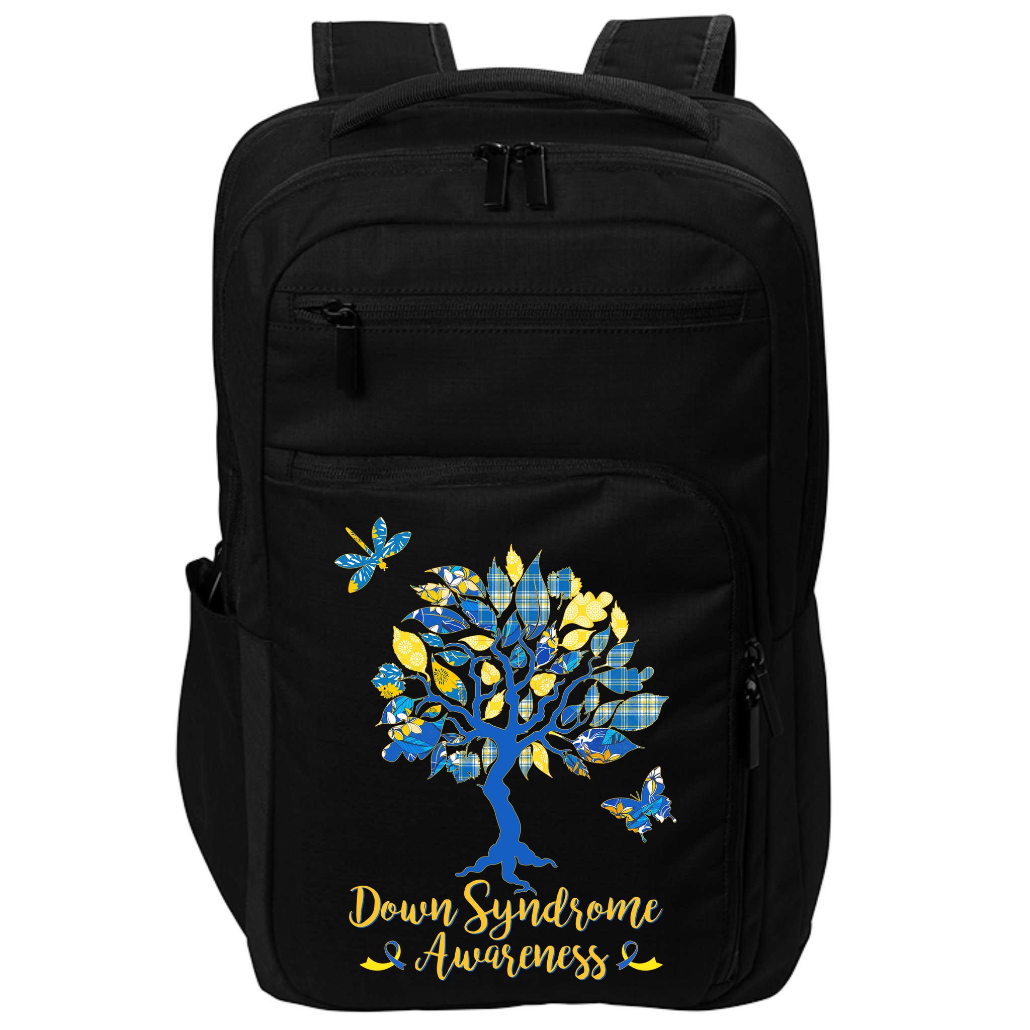 Cute Down Syndrome Awareness Blue Yellow Tree Impact Tech Backpack