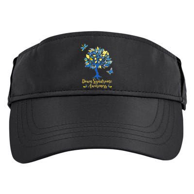 Cute Down Syndrome Awareness Blue Yellow Tree Adult Drive Performance Visor