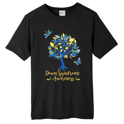 Cute Down Syndrome Awareness Blue Yellow Tree Tall Fusion ChromaSoft Performance T-Shirt