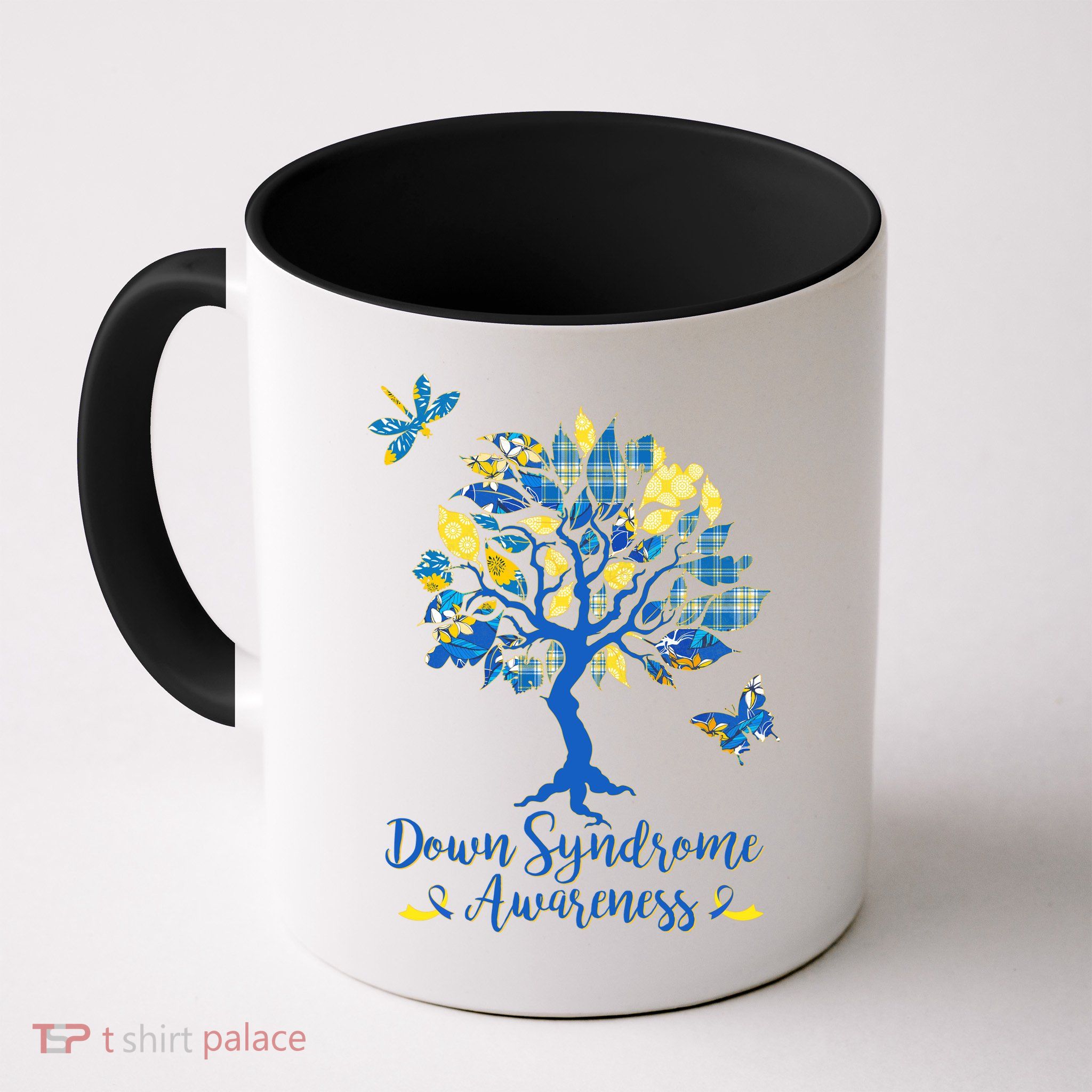 Cute Down Syndrome Awareness Blue Yellow Tree Mug