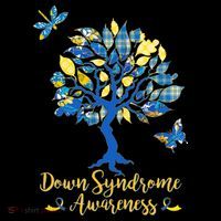 Cute Down Syndrome Awareness Blue Yellow Tree Flatbill Hat