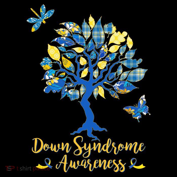 Cute Down Syndrome Awareness Blue Yellow Tree Flatbill Hat