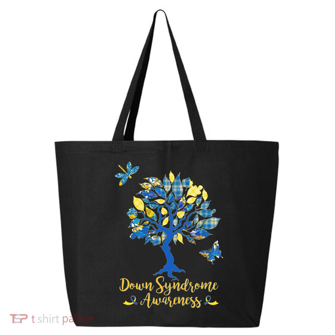 Cute Down Syndrome Awareness Blue Yellow Tree 25L Jumbo Tote