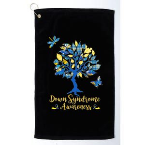 Cute Down Syndrome Awareness Blue Yellow Tree Platinum Collection Golf Towel