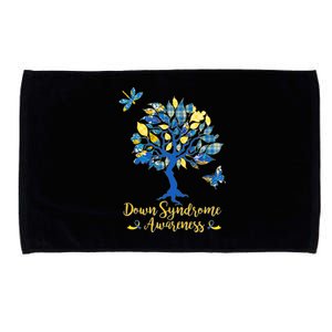 Cute Down Syndrome Awareness Blue Yellow Tree Microfiber Hand Towel