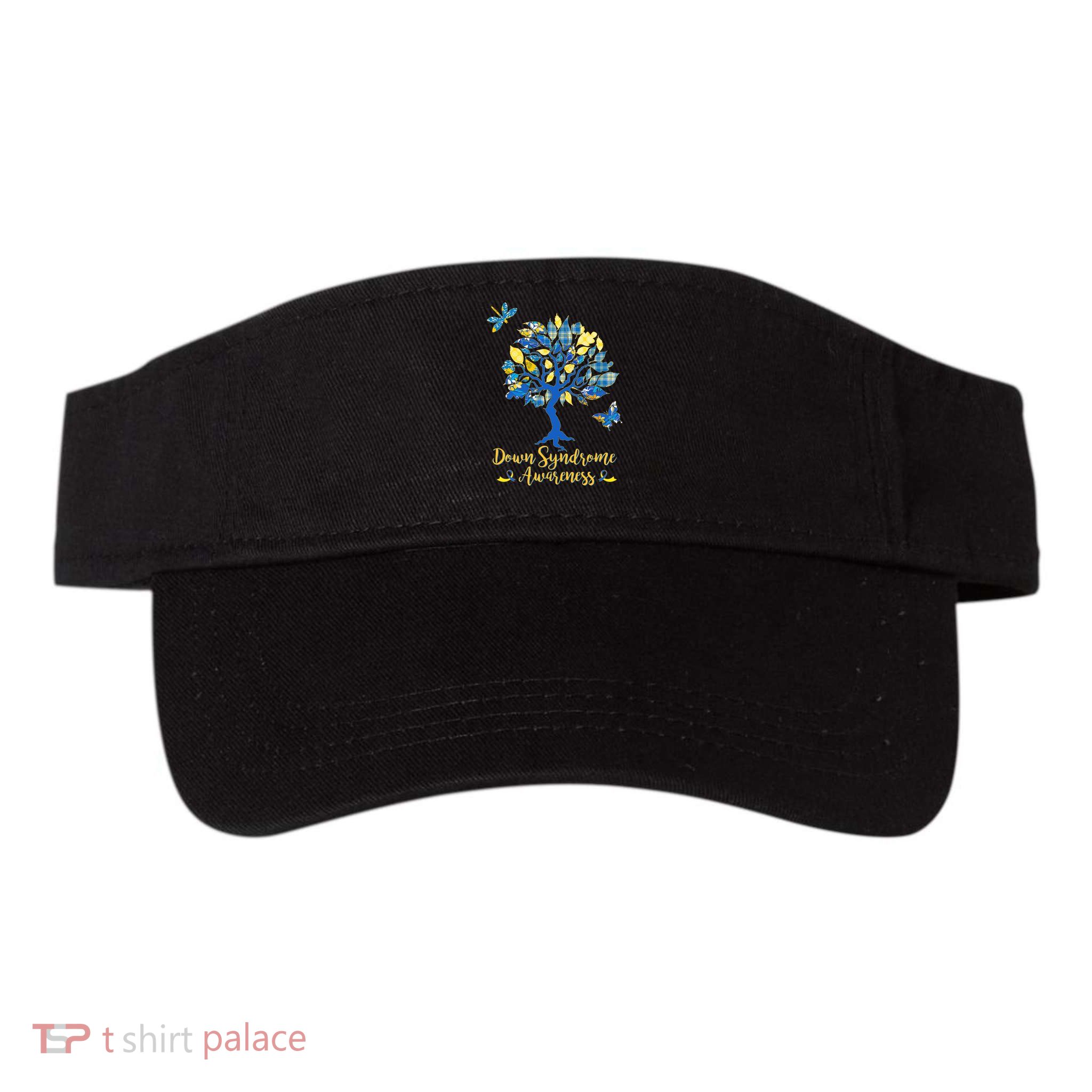 Cute Down Syndrome Awareness Blue Yellow Tree Visor