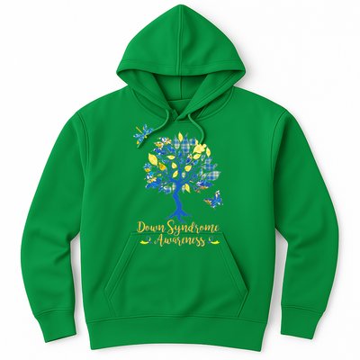 Cute Down Syndrome Awareness Blue Yellow Tree Hoodie
