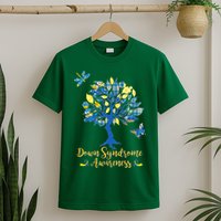 Cute Down Syndrome Awareness Blue Yellow Tree T-Shirt