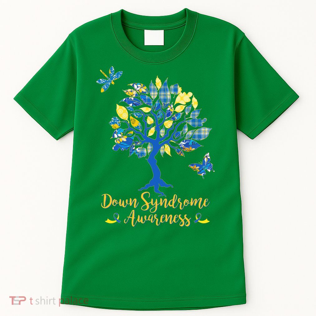 Cute Down Syndrome Awareness Blue Yellow Tree Tall T-Shirt