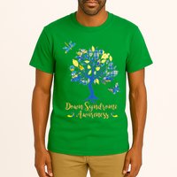 Cute Down Syndrome Awareness Blue Yellow Tree Tall T-Shirt