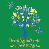 Cute Down Syndrome Awareness Blue Yellow Tree Tall T-Shirt