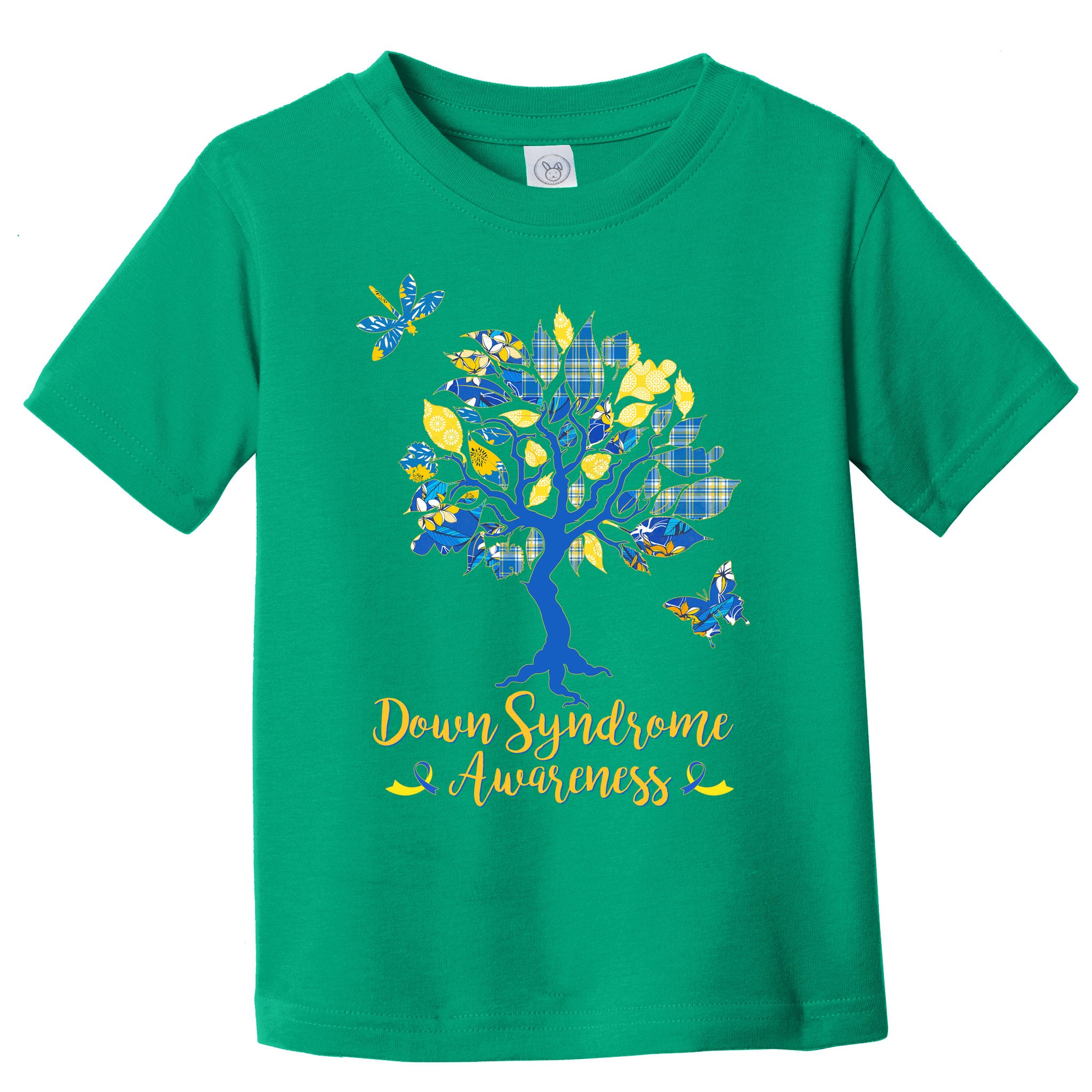 Cute Down Syndrome Awareness Blue Yellow Tree Toddler T-Shirt