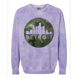 Camo Detroit Skyline Logo Colorblast Crewneck Sweatshirt