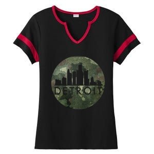 Camo Detroit Skyline Logo Ladies Halftime Notch Neck Tee