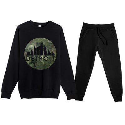 Camo Detroit Skyline Logo Premium Crewneck Sweatsuit Set