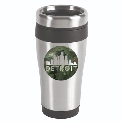 Camo Detroit Skyline Logo 16oz Travel Tumbler