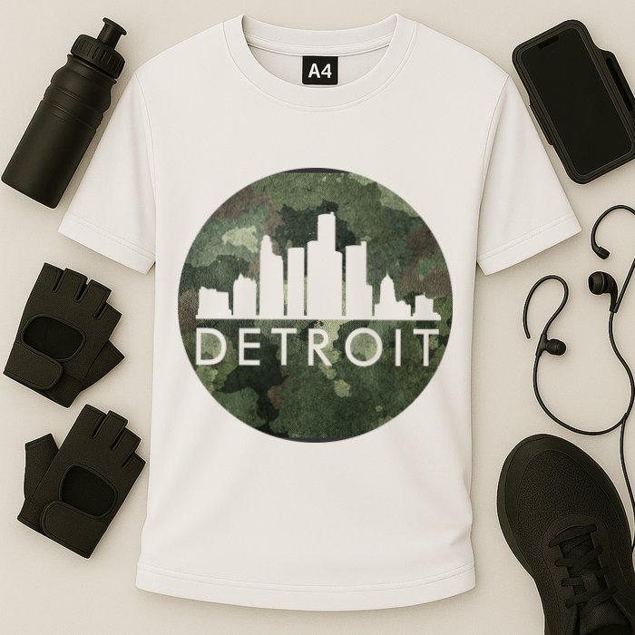 Camo Detroit Skyline Logo Cooling Performance Crew T-Shirt