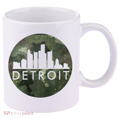Camo Detroit Skyline Logo 11oz C Handle Ceramic Mug
