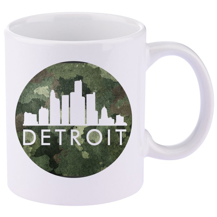 Camo Detroit Skyline Logo 11oz C Handle Ceramic Mug