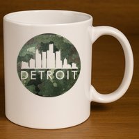 Camo Detroit Skyline Logo 11oz C Handle Ceramic Mug