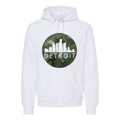 Camo Detroit Skyline Logo Premium Hoodie