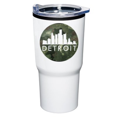Camo Detroit Skyline Logo Tumbler