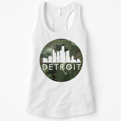Camo Detroit Skyline Logo Womens Tank Top