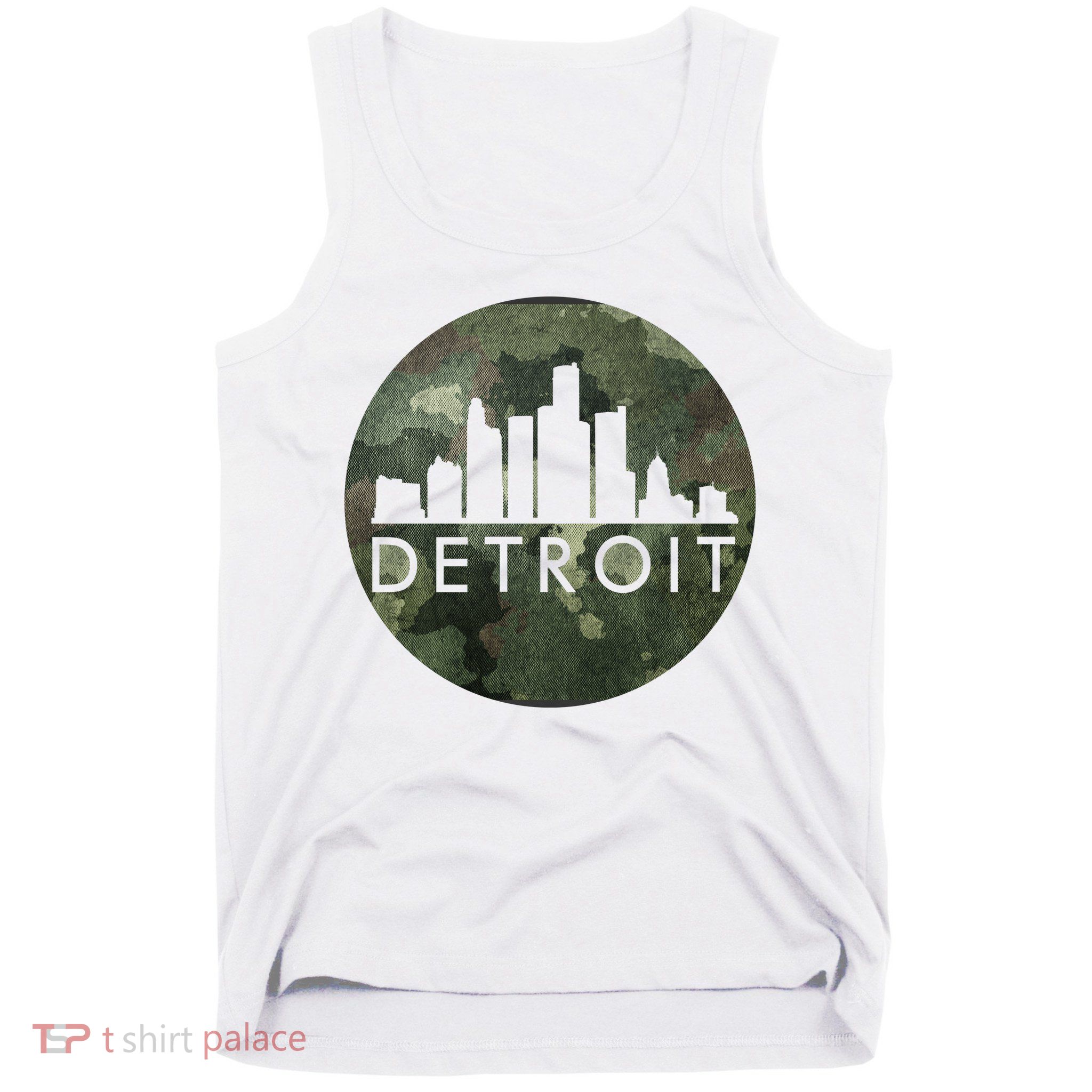 Camo Detroit Skyline Logo Tank Top