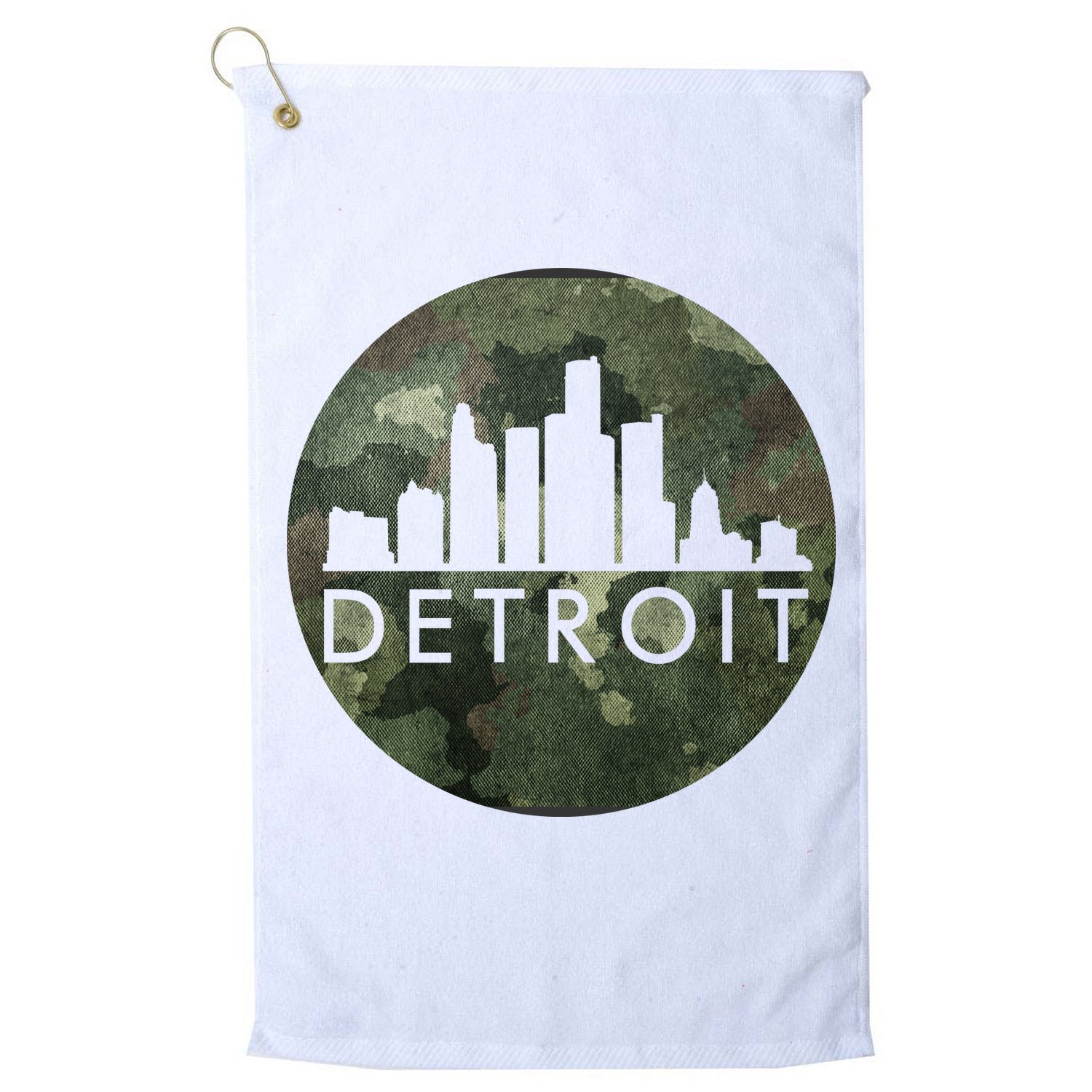 Camo Detroit Skyline Logo Golf Towel