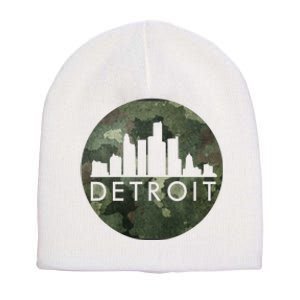 Camo Detroit Skyline Logo Short Acrylic Beanie