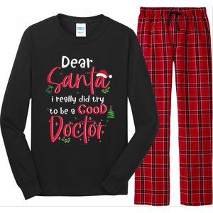 Christmas Doctor Santa Med Student Physician Novelty Gift Long Sleeve Pajama Set