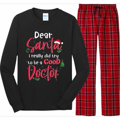 Christmas Doctor Santa Med Student Physician Novelty Gift Long Sleeve Pajama Set