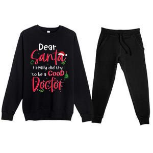 Christmas Doctor Santa Med Student Physician Novelty Gift Premium Crewneck Sweatsuit Set