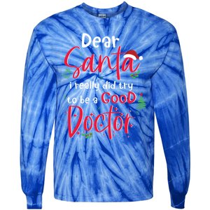 Christmas Doctor Santa Med Student Physician Novelty Gift Tie-Dye Long Sleeve Shirt