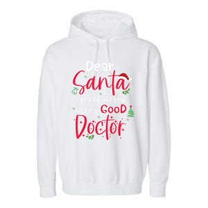 Christmas Doctor Santa Med Student Physician Novelty Gift Garment-Dyed Fleece Hoodie