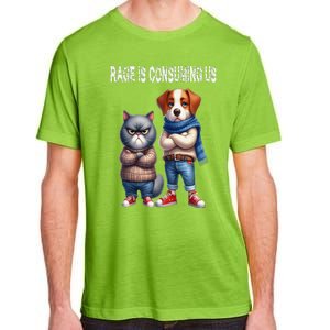 Cat & Dog Silly Staring Rage Is Consuming Us Adult ChromaSoft Performance T-Shirt