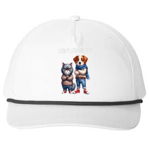 Cat & Dog Silly Staring Rage Is Consuming Us Snapback Five-Panel Rope Hat