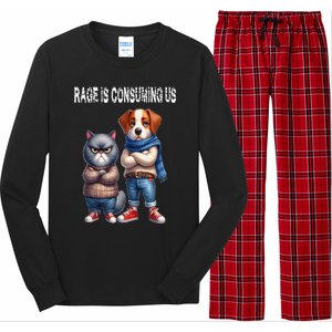 Cat & Dog Silly Staring Rage Is Consuming Us Long Sleeve Pajama Set