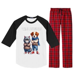 Cat & Dog Silly Staring Rage Is Consuming Us Raglan Sleeve Pajama Set